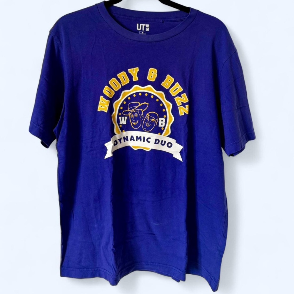 Uniqlo Toy Story Blue and Yellow Short Sleeve Tee Casual Crew Neck